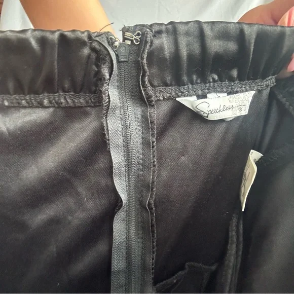 Speechless Black and Purple Ruffled Satin Mini Dress - Picture 7 of 8